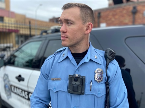 Officer with body-worn camera